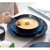 Vintage Blue Ceramic Sets Table 16-Piece Sandstone Table Service til 4 personer