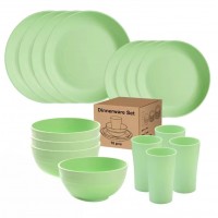 16-piece Natural Ecological Wheat Straw Set 4 people for camping, travel and home