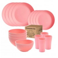 16 pezzi Natural Ecological Wheat Strae Set 4 persone per campeggio, viaggi e casa