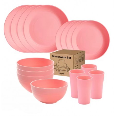 Set de paja ecológica natural de 16 piezas, juego de paja 4 personas para acampar, viajar y hogar