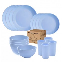 16 pezzi Natural Ecological Wheat Strae Set 4 persone per campeggio, viaggi e casa