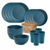 Set de paja ecológica natural de 16 piezas, juego de paja 4 personas para acampar, viajar y hogar