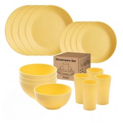 16 pezzi Natural Ecological Wheat Strae Set 4 persone per campeggio, viaggi e casa