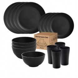 Set de paja ecológica natural de 16 piezas, juego de paja 4 personas para acampar, viajar y hogar