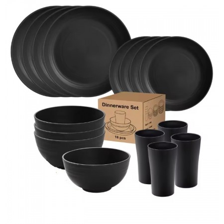 16 pezzi Natural Ecological Wheat Strae Set 4 persone per campeggio, viaggi e casa