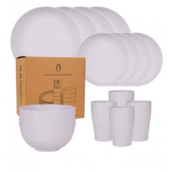 16-piece Natural Ecological Wheat Straw Set 4 people for camping, travel and home