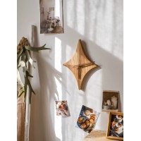 Reloj de pared de madera maciza con forma de estrella decoración natural para sala de estar, cocina y oficina