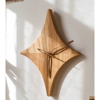Massief houten wandklok Star-vormige natuurlijke decoratie voor woonkamer, keuken en kantoor