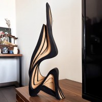 Statue abstraite en bois sculptée décoration minimaliste pour maison, bibliothèque et bureau