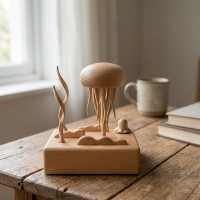 Medusal mekanisk håndlavet træ anti-stress kontor ornament, zen hjem indretning og stue