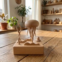 Medusal Mekanisk Håndlaget Wooden Anti-Stress Office Ornament, Zen Hjemmeinnredning og Stue