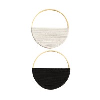 Set von 2 runden Wanddekorationen in Rattan und Seil Ø 19 cm, weiße und schwarze hängende Wandscheiben, handgefertigt