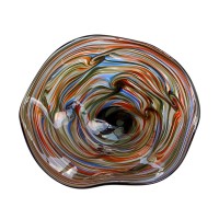 Färgrik Stripe Glass Fruktkorg med Korrugerad Fruktskål För Table Center