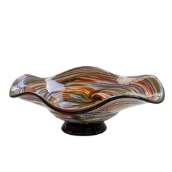 Cesta de frutas congeladas con rayas de colores de cristal borde corrugado corrugado corrugado para centro de mesa