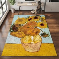 Pad de piso artístico inspirado em vincent van gogh girassóis, arte e elegância para sala de estar, quarto e escritório
