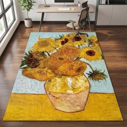 Pavimento artistico Ispirato a Vincent Van Gogh Girasoli, Arte ed eleganza per soggiorno, camera da letto e ufficio
