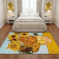 Artistic Floor Pad Inspired by Vincent Van Gogh sunflowers, art and elegance for living room, bedroom and office