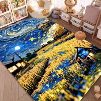 Pavimento artistico Ispirato a Vincent Van Gogh, Notte stellata, Pittura riproduzione per soggiorno, camera e ufficio