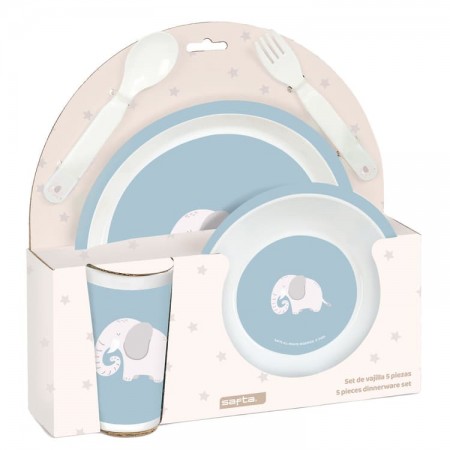 Elefante Barnens porslin Set 5 stycken PVC satt skolmat