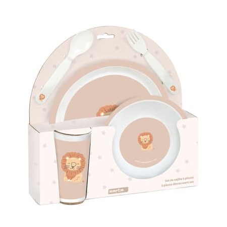 Kindergeschirr-Set PVC 5-Zimmer (Teller, Glas, Besteck) Schule Set 26x26x9 cm