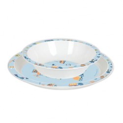 5-delige kinderen diner Gruas pvc plaat, glas, lepel en vork