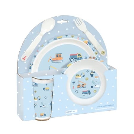 Ensemble Vaisselle Enfant 5 Pièces Gruas en PVC Assiette, Verre, Cuillère et Fourchette