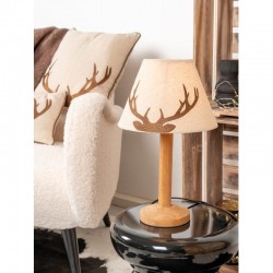 Beige lampshade for bedside lamp with deer pattern
