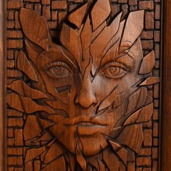 Håndskåret Wooden Wooden Face Abstract Wall Sculpture - Modern 3D Wall Decor for Home