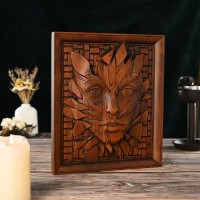 Hand geschnitzte hölzerne hölzerne hölzerne Gesicht abstrakte Wandskulptur - moderne Wanddekor 3d für Zuhause