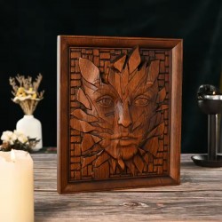 Sculpture Murale Abstraite de Visage Fendu en Bois Sculpté à la Main – Décoration Murale 3D Moderne pour Maison