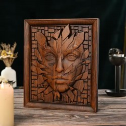 Håndskåret Wooden Wooden Face Abstract Wall Sculpture - Modern 3D Wall Decor for Home