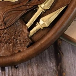 Piatto in legno intagliato a mano Ritratto di nativo americano indiano, decorazione della parete artigianale