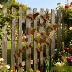 Set di 15 farfalle decorative in 3D decorazioni in metallo invecchiato interno giardino esterno, cortile, recinzione