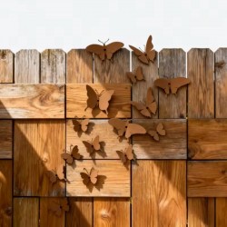 Set di 15 farfalle decorative in 3D decorazioni in metallo invecchiato interno giardino esterno, cortile, recinzione