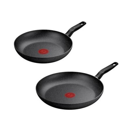 Tefal Dark Essential Black Fornuis - Set 2 aluminium kachels Ø 24 cm & Ø 28 cm Alle branden met inductie