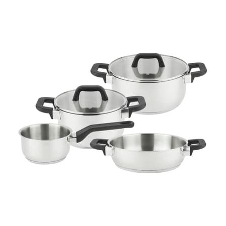 Batteria da cucina 6 pezzi Acciaio inossidabile lucido con coperchi compatibili Tutte le luci con induzione