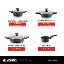Batterie de Cuisine 7 Pièces Noir en Aluminium Monix Martin Berasategui Compatible Induction