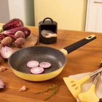 Sæt med 3 ovne 18,22,26 cm sæt Vulcano gul i aluminium induktion Alle lys 5 lag non-stick coating