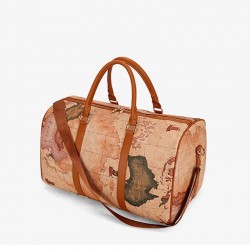 Travel Bag World Card PU Bag Week End Man Woman Shoulder Large Vintage Bag 48 cm