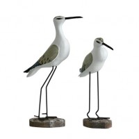 Set von 2 Figuren Holz Möwe geschnitzte Statue Gull Marine Realistische Dekoration Meer