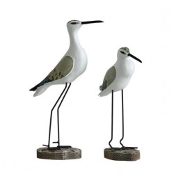 Set of 2 figurines Wooden Seagull Carved Statue Gull Marine Realistic Decoration Seaside