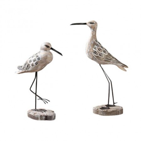 Set of 2 figurines Wooden Seagull Carved Statue Gull Marine Realistic Decoration Seaside