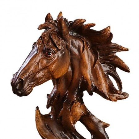 Statue Tête de Cheval en Résine Sculpture Buste Animal Rustique Ornement Artistique pour Bureau Salon et Bibliothèque