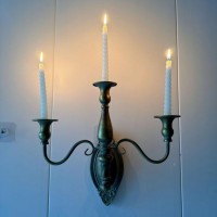 Vintage Wall Candlestick Candlestick 3 Smijern Arms Dør Stearinlys Veggdekorasjon Retro Style Bronze