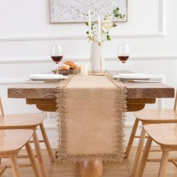 Rustic Natural Jute Table Path with Vintage Lace Decoration Country for Wedding, Birthday, Christmas and Holidays