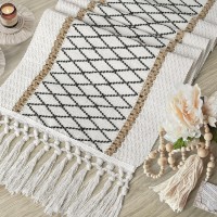 Tischweg Leinenpompons Kniegrau schwarzes chic land