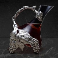 Deluxe Glass Decant Carafe 1000ml Silver Vine Sheet Red Wine Carafe Stylish Bar Set