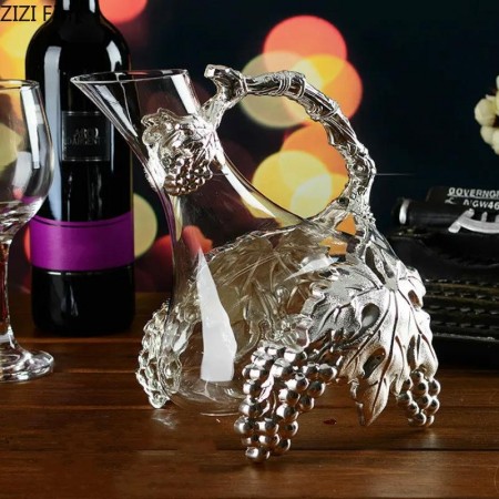 Deluxe Glass Decant Carafe 1000ml Sølv Vine Sheet Rødvin Carafe Stilfuld Bar Set