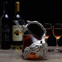 Carafe à décanter en verre de luxe 1000 ml argenté feuille de vigne Carafe à vin rouge ensemble de bar élégant
