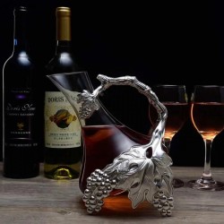 Deluxe Glass Decant Carafe 1000ml Silver Vine Sheet Red Wine Carafe Stylish Bar Set
